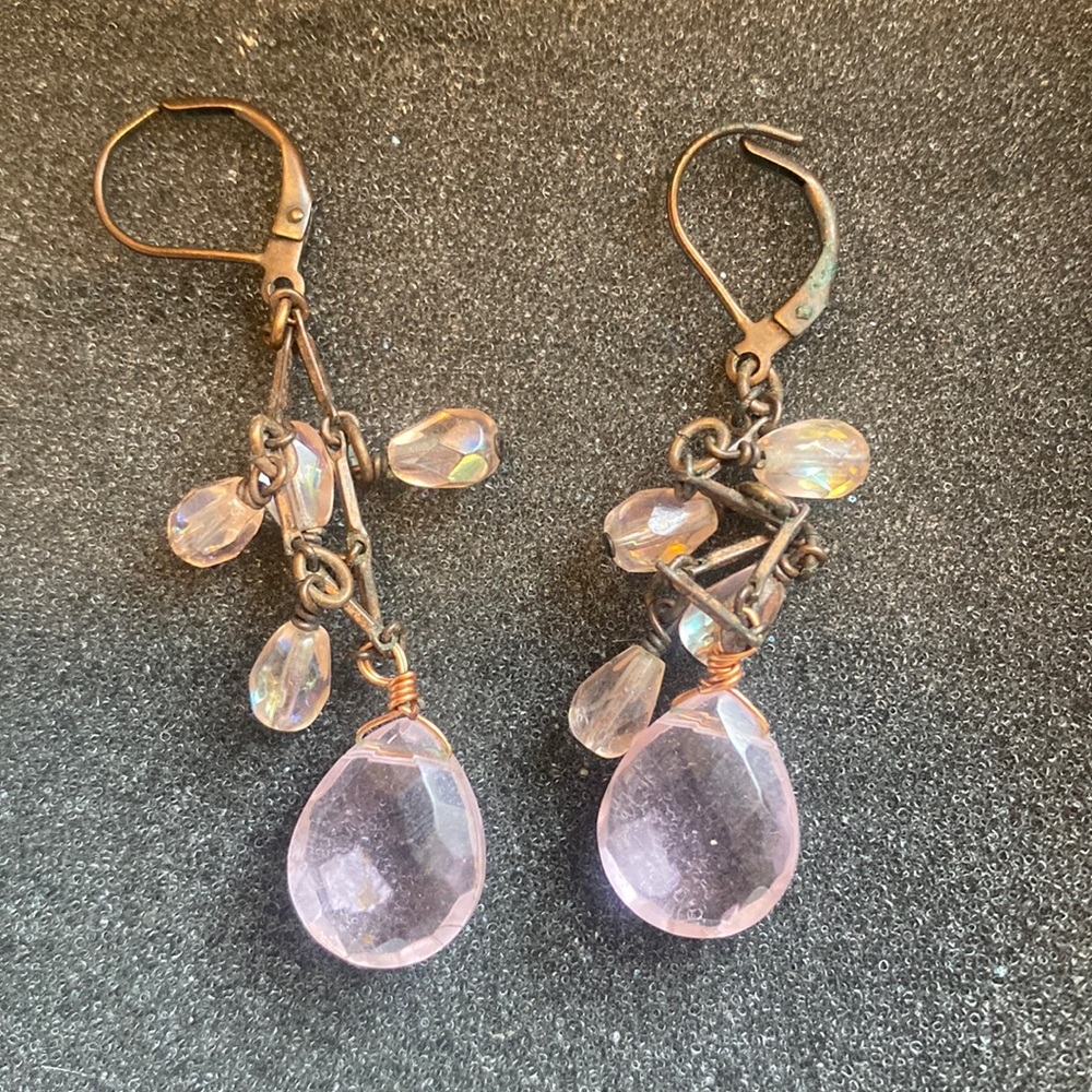 Faint pink/opal colored drop earrings
